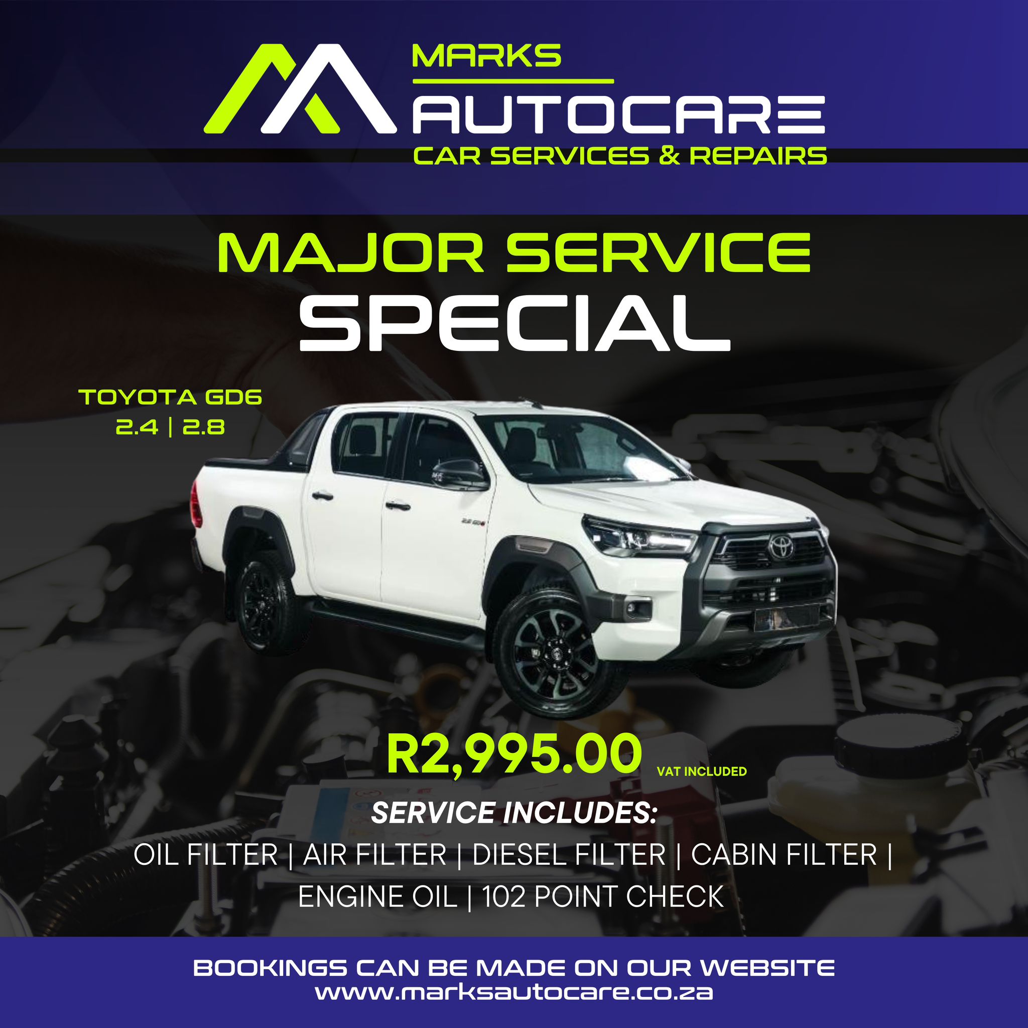 Mark’s Auto Care Specials Mark’s Auto Care providing premium car servicing, vehicle maintenance and professional automotive repairs in the Western Cape.