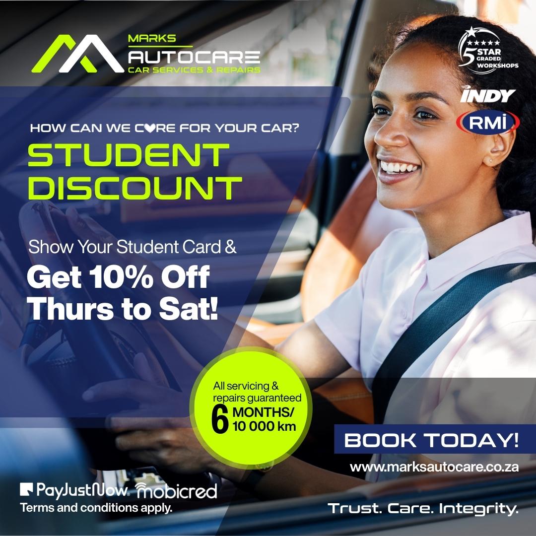Mark’s Auto Care Student Specials Mark’s Auto Care providing premium car servicing, vehicle maintenance and professional automotive repairs in the Western Cape.